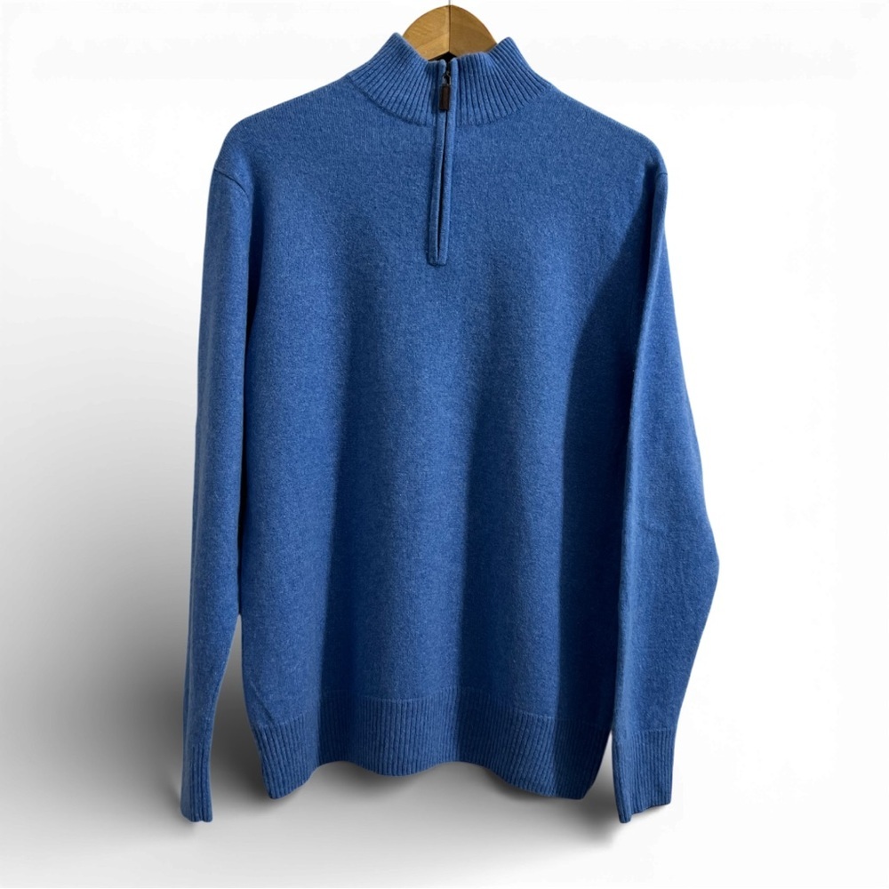 Allen Solly Men’s True Blue Cashmere Zip-Up Sweater Medium